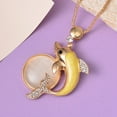 thumbnail image 2 of White Cates Eye Black Crystal Goldtone Dolphin Necklace for Women Jewelry Size 29-31" Ct 0.03 Birthday Christmas Gifts for Women, 2 of 8