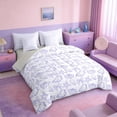 thumbnail image 2 of Manfei Purple White Seashell Bow Starfish Twin Bedding Sets for Kids Girls, Cartoon Sealife Bedding Comforter Set, Gray Reversible 7 Pieces, 2 of 6