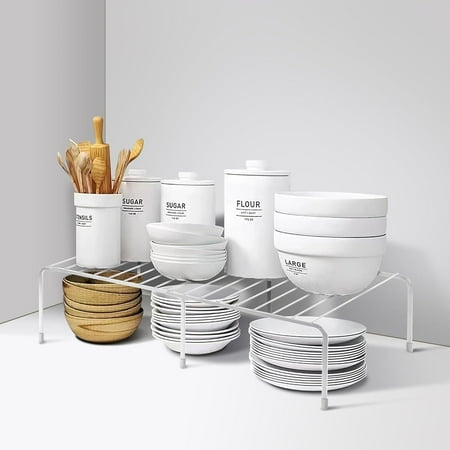 

HYKE Cabinet Storage Shelf Rack Expandable en Counter and Cabinet Shelf Metal Storage Rack Organizer Rustof Space Saving for Dish Spice Cupboards en (1 Pack-White)