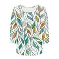 thumbnail image 5 of JTZGDY Womens Plus Size Tops Casual 3/4 Sleeve Shirts Square Neck Cute Summer Floral Tops Trendy Loose Blouses Soft Comfy Three Quarter Length Oversized Crewneck Tees Green#02 XXXL, 5 of 6