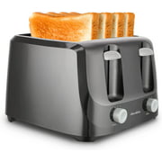 Toaster 4 Slice, Wide Slot Toaster with 6 Toast Settings, Removable Crumb Trays, 1400W, Black, KUTS003W