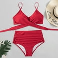 thumbnail image 4 of TTUHYWXI 2025 Summer Bikini Set for Women Push Up High Waisted 2 Piece Bathing Suit (Red, L), 4 of 7