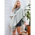thumbnail image 6 of Women'S Open/ Front Cardigan Solid Color Poncho Cape Plus Size Knit Wraps for Fall Winter Light Gray One size, 6 of 9