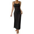thumbnail image 2 of Swimsuit Coverup for Women Sleeveless Spaghetti Strap Crochet Knit Bodycon Maxi Dress Beach Cover Up Bathing Suit Dress, 2 of 8