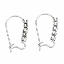20pc 304 Stainless Steel Hoop Earrings Findings Kidney Ear Wires with Clear Cubic Zirconia Stainless Steel Color 20x12x2mm Pin: 0.7mm