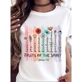 thumbnail image 2 of Women's Christian Fruits of the Spirit Graphic T-Shirt, Floral Bible Verse Galatians 5:22 Faith Inspirational Crew Neck Short Sleeve Cotton Tee, Religious Gift for Women, 2 of 9