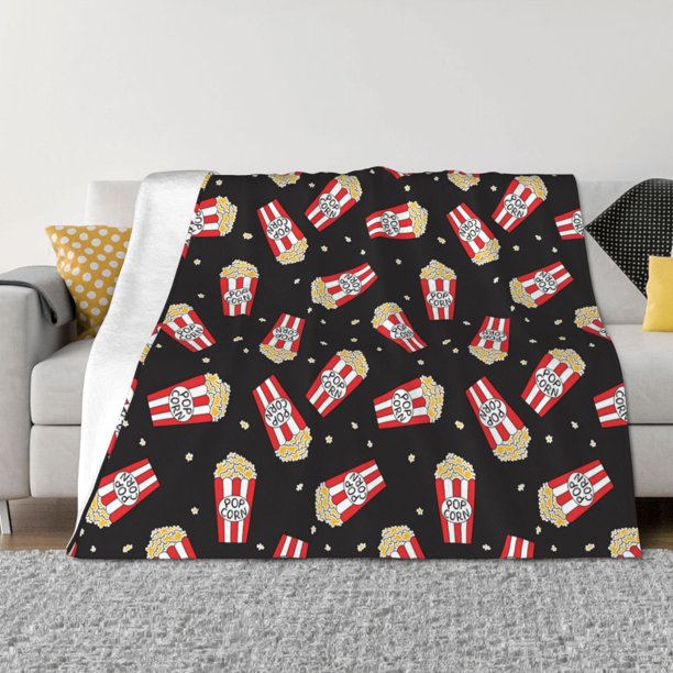Fotbe Popcorn Manta de Franela con Estampado, Manta Ultrasuave para Cama, Sofá, Auto, Hipoalergénica y Antibolitas-50"x40"