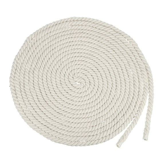 Uxcell 12mm x 32.8 Feet White Cotton Rope,3 Strand Clothes Line Outdoors,Thick Macrame Cord for DIY Wall Hanging Plant Hanger Knotting Clothesline
