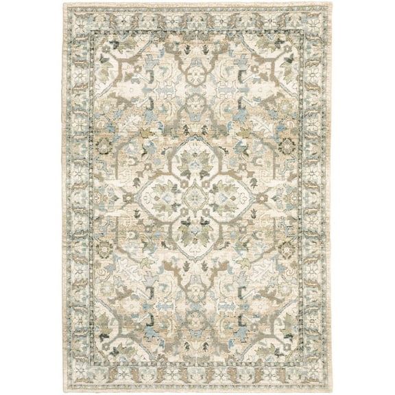 Oriental Weavers Andorra Area Rug 9818G Traditional Beige Faded Vines 8' 6" x 11' 7" Rectangle