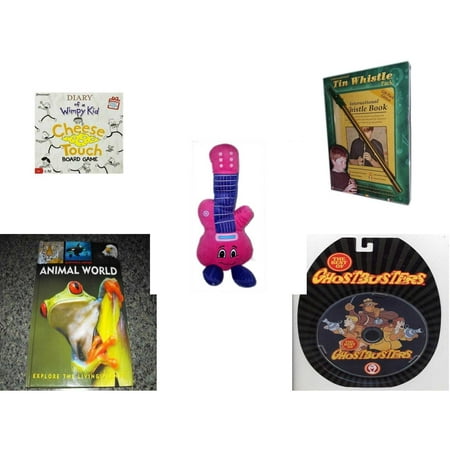 Children's Gift Bundle [5 Piece] -  Diary of a Wimpy Kid  - International Tin Whistle Gift Pack Edition  - Jammin Pink Guitar  13