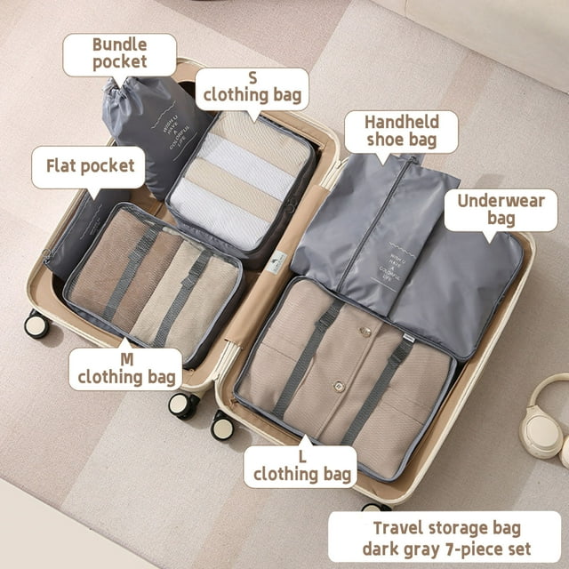 Rbaofujie Bacs de Rangement Empilables Sac de Rangement de Voyage Ensemble de Sept Pièces Sac de Rangement pour Vêtements Sac de Rangement pour Bagages Sac de Rangement Multifonction pour Emballage de Vêtements Sac de Voyage Bacs de Rangement en Tissu