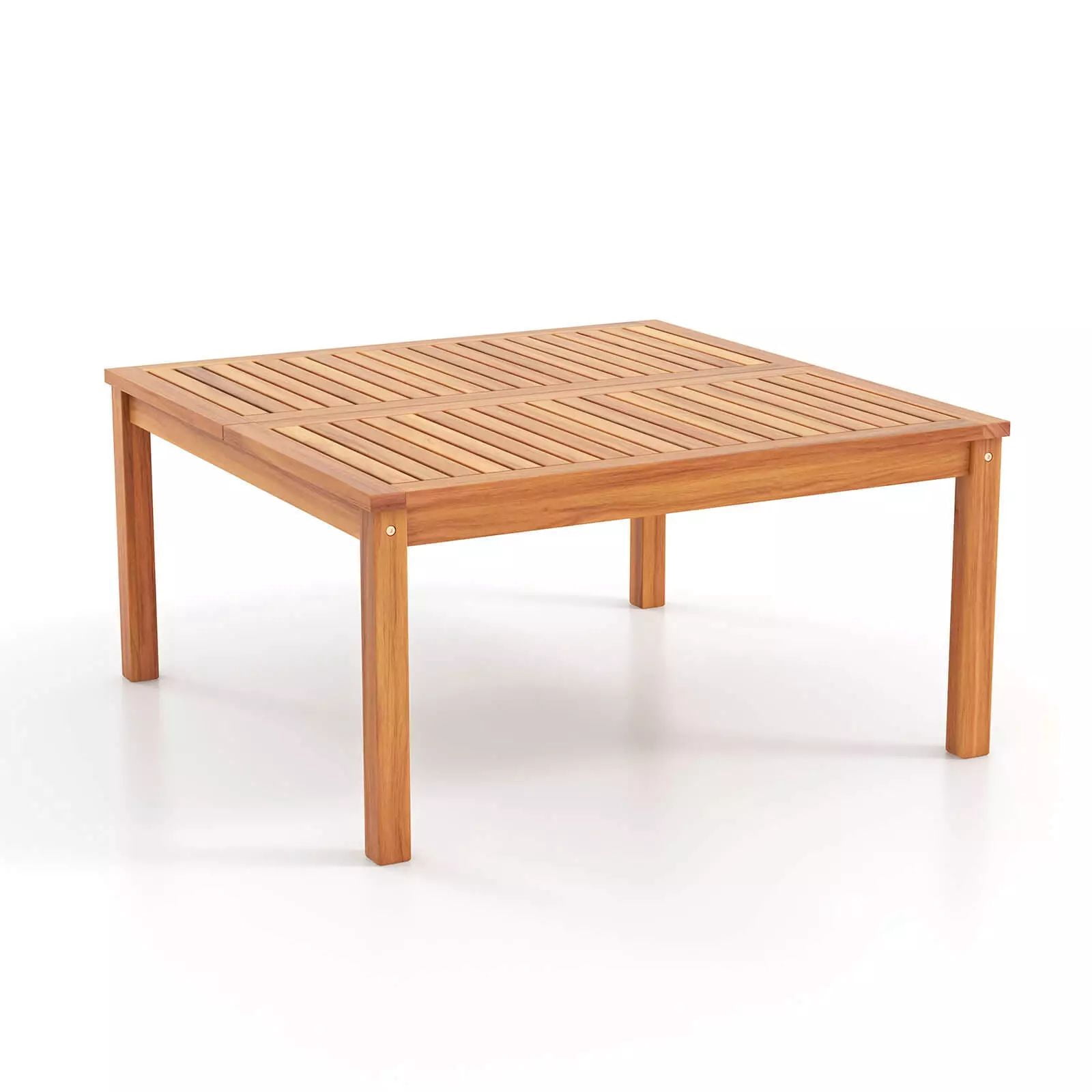 Harmijoy Outdoor Coffee Table, Acacia Wood Patio Table with Slatted Tabletop, Square Coffee Table for Outside Balcony, Garden & Poolside, Natural