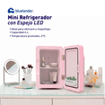 thumbnail image 2 of Mini Refrigerador Bluelander con Espejo LED, Capacidad de 4L, Estante Extraíble, Rosa, 2 of 4