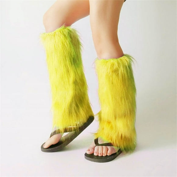 ZPYESWOW christmas stockings Fuzzy Faux Fur Leg Warmers Yellow Sexy Soft Fashion Warm Womens Fur Leg Warmers For Leisure Party Perfect Gift personalized christmas stockings