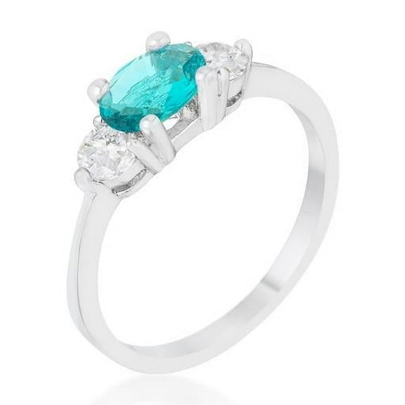 Womens Mariah 1.2 CT Cubic Zirconia Rhodium Simple Classic Ring, Aqua - Size 7