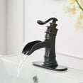 thumbnail image 6 of Waterfall Single Hole Single-Handle Low-Arc Bathroom Faucet Water-Saving Basin With Supply Hose In Oil Rubbed Bronze, 6 of 8
