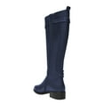 thumbnail image 3 of FSJ Women Classic Knee High Riding Boots Round Closed Toe Stacked Low Heel Side Zip Buckle Stretch Fall Winter Long Boots Shoes Size 8 Blue, 3 of 4