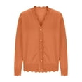 thumbnail image 5 of Ltctricy Women's Cropped Casual Cardigans Soft V Neck Long Sleeve Button down Knitted Shrugs Lightweight Sweater Tops(Orange,Medium), 5 of 7