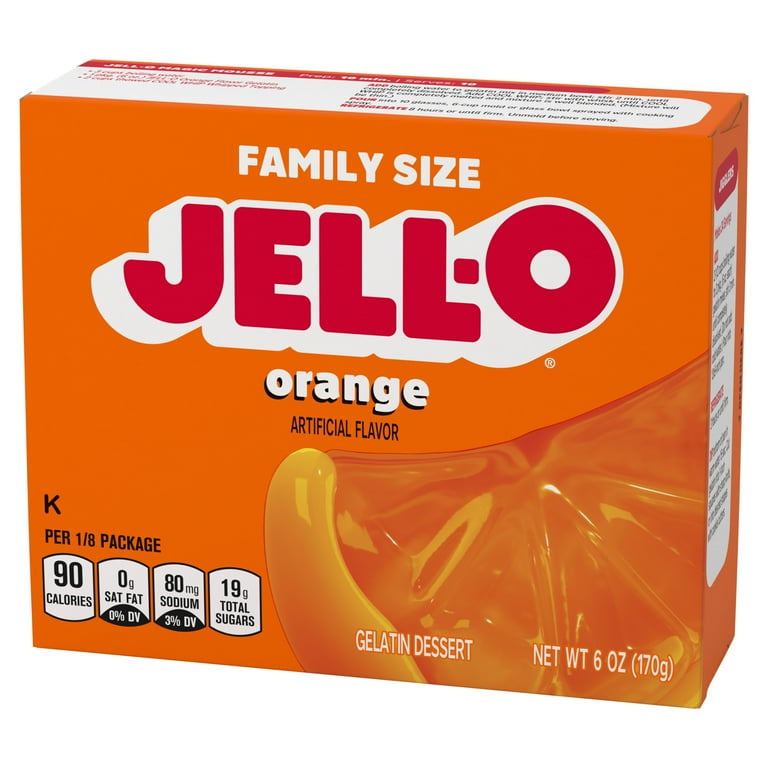 Jell-O Artificially Flavored Orange Gelatin Dessert Mix, 6 oz