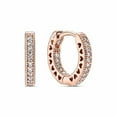 thumbnail image 2 of PANDORA Heart Hoop Earrings - Great Gift for Women - Stunning Women's Earrings - 14k Rose Gold & Cubic Zirconia - 1.7 mm, 2 of 5