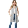 thumbnail image 3 of Made by Olivia Women's Sleeveless Draped Heavyweight Open Front Cardigan Layering Long Vest With Side Pockets -Made In USA, 3 of 6
