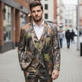 thumbnail image 2 of Men's 3 Piece 2 Button Camouflage Suit Modern Slim Fit Blazer, Vest, Pants Set for Stylish Outdoor and Formal Occasions, 2 of 7