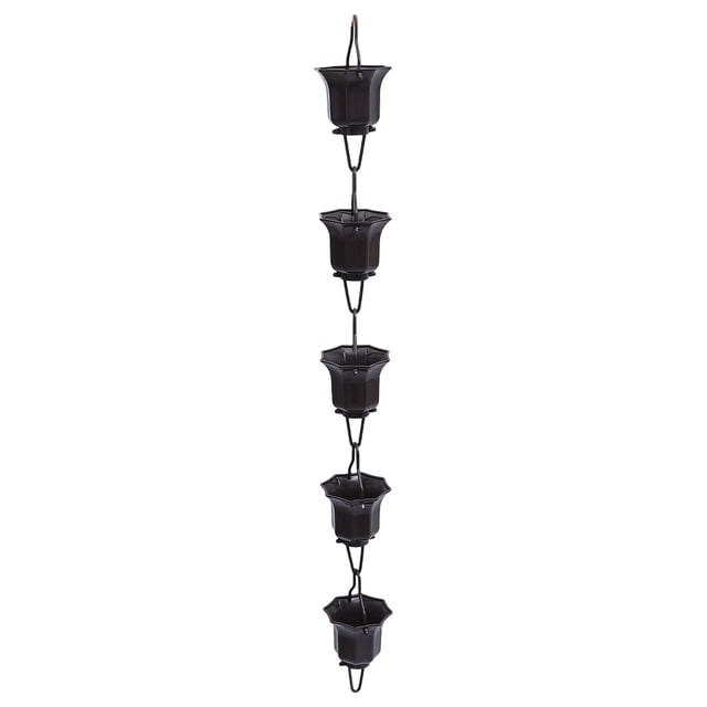 USHOBE 1Pc Japanese Style Garden Rain Chain Coffee Color with Lotus Cups Decorative Design
