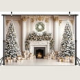 thumbnail image 4 of Classic White Christmas Photography Backdrop Winter Christmas Tree Fireplace Interior Palace Photo Background Xmas Tree Family Kids Holiday Party Banner Decorations Photo Booth Props 10X8FT, 4 of 5