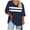 Blue, variant on biudgviw Women's Plus Size Tops Color Block 3/4 Sleeve Tunic Tops Oversized Casual V Neck Basic Tees Fall Trendy Clothes