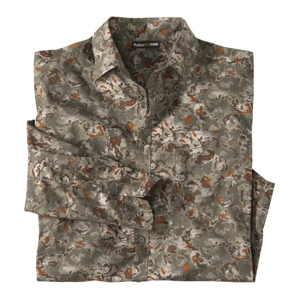 Atlas For Men - Camisa Camuflaje de Popelina para Hombre (Caqui)