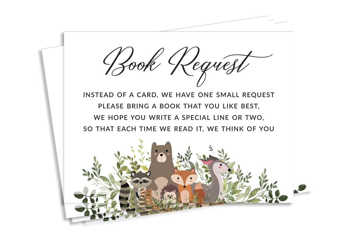 Inkdotpot 30Jungle Animals Gender Neutral Baby Shower Book Request Cards Bring A Book Instead Of A Card Baby Shower Invitations Inserts Games