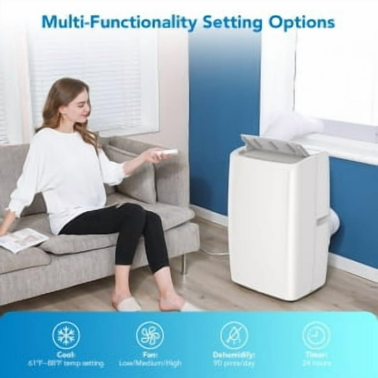 14,000 BTU Portable Air Conditioner with Remote Control, Unit AC