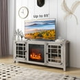 thumbnail image 3 of Giantex Electric Fireplace TV Stand, TV Console w/Adjustable Flame & Shelves, Farmhouse Media Entertainment Center, Natural, 3 of 7