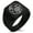 Black, variant on Stainless Steel Ivy Branch Kamon Crest Geometric Pattern Biker Style Polished Ring