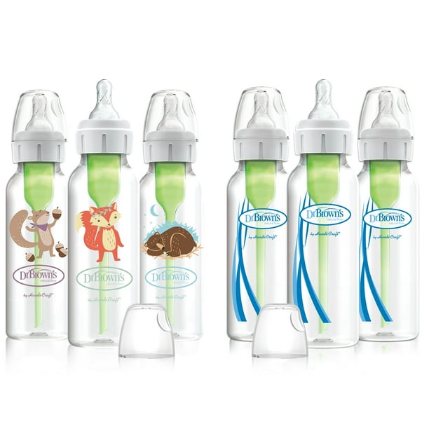 Dr Brown S Natural Flow Options Narrow Baby Bottle Fox Squirrel Bear 0m 6 Count Walmart Com Walmart Com