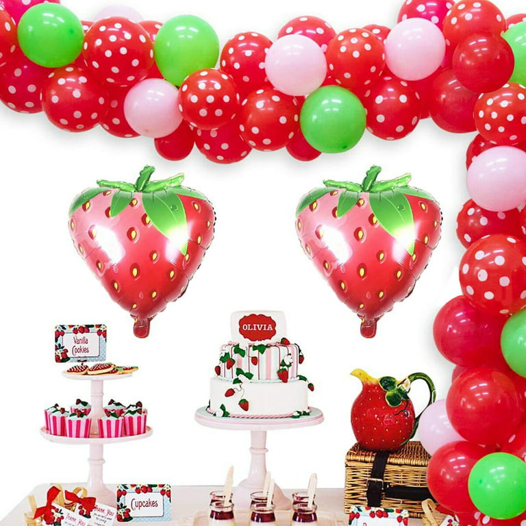 Sweet Strawberry Themed Party Decorations for Girls Birthday Baby Shower  Party Supplies with Strawberry Foil Balloons Red Pink Latex Balloons Arch  Set