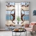thumbnail image 5 of Country Star Blue Kitchen Curtains 96 Inch Length, Farmhouse Western Texas Star Barn Grommet Top Bedroom Living Room Curtains, Light Filtering Cafe Curtain Drapes 2 Panels Set 104''x96'', 5 of 9