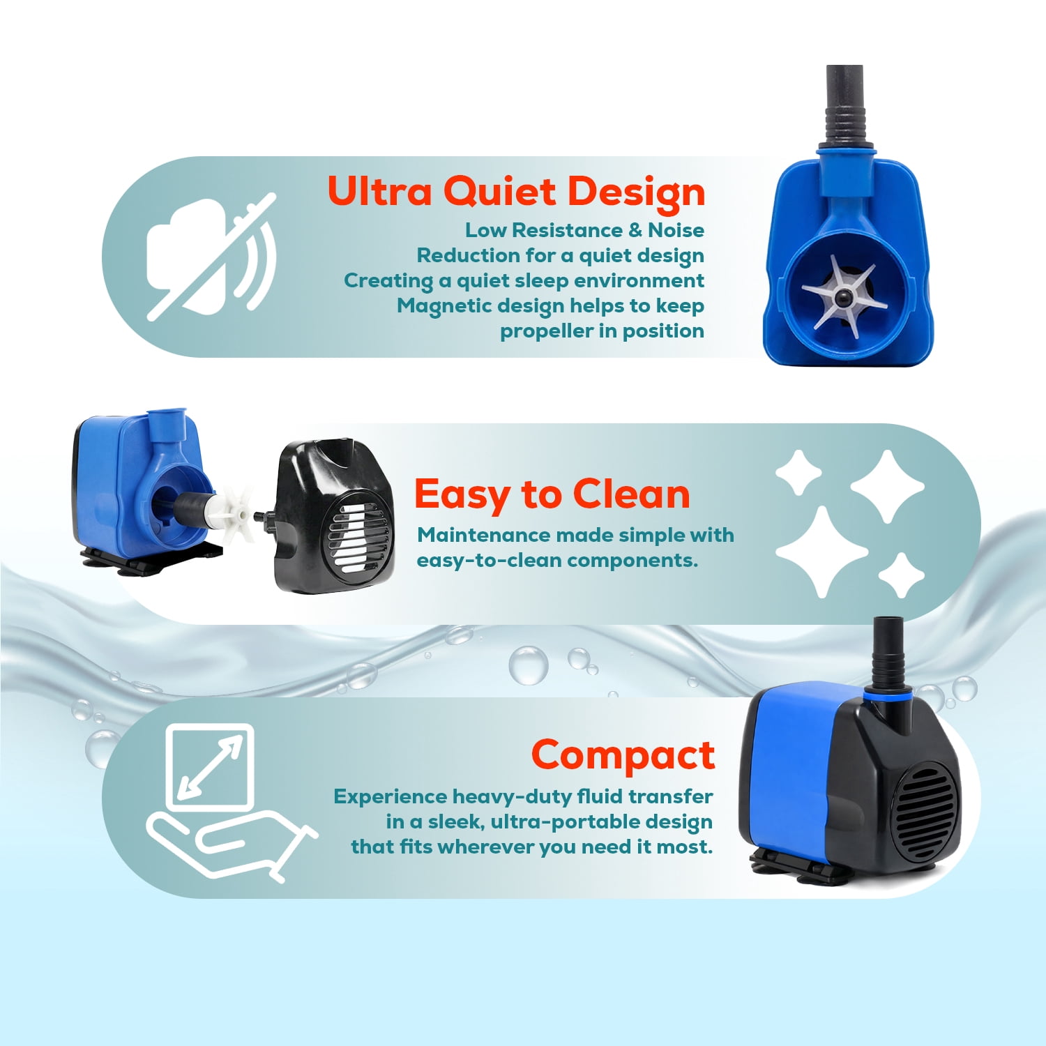 Aqua Dream 396 GPH Submersible Water Pump for Aquarium & Hydroponics | High Flow, Energy Efficient Fish Tank Pump
