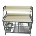thumbnail image 2 of Furniture-Style Large Dog Crate w/Storage Shelves & Drawers, Stainless Steel Bowls, Iron-MDF Indoor Kennel 57”Lx23.6”Wx29”H Beige Single-Tier Pet Home, 2 of 8
