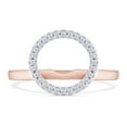thumbnail image 2 of 1/10 Carat Round Cut Lab Created Moissanite Diamond Open Round Halo Circle Ring For Women In 14K Rose Gold Plated 925 Sterling Silver (Color: G-H, Clarity: VVS1, 0.10 Ct) Size - 9.5, 2 of 7
