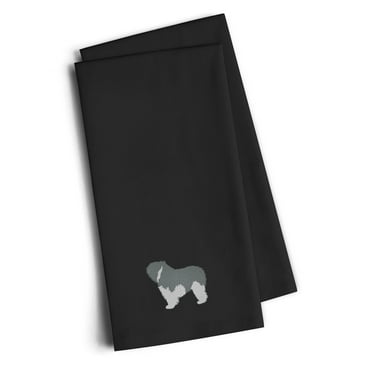Black Embroidered Kitchen Towel Set of 2