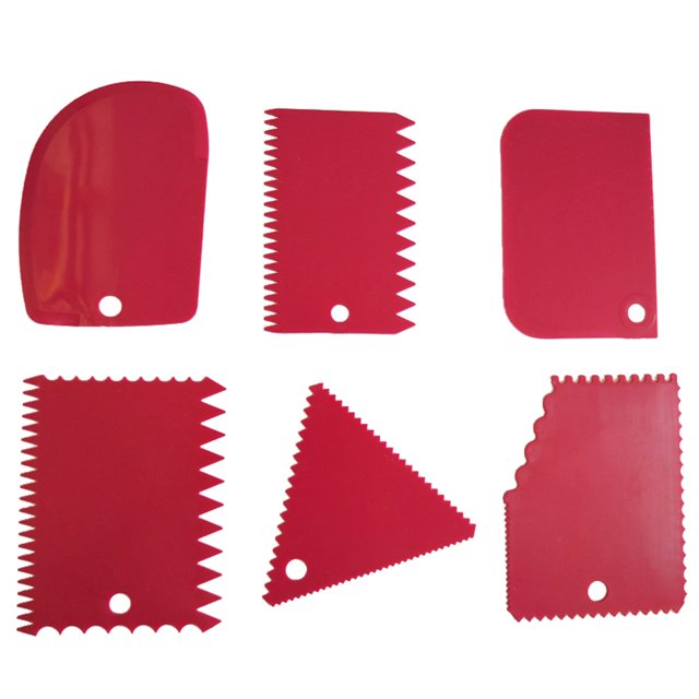 6 Pcs/Set Cake Scraper Edge Decorating Cutters Set Comb & Icing Smoother for Bread Dough Fondant Tool