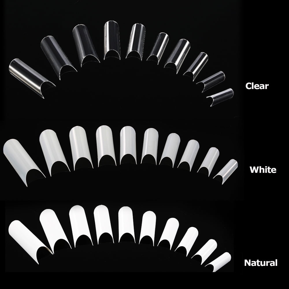 500Pcs/Pack Natural Color False Nail Art Tips Cshape French Nail Tips
