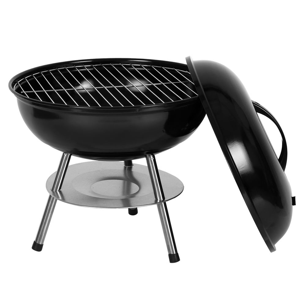 Mini Charcoal Grill, 14" BBQ Portable Mini Grill for Barbecue Camping, Black - Walmart.com