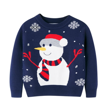 

JDEFEG 5T Sweatsuit Toddler Boys Girls Cartoon Snowman Prints Sweater Long Sleeve Warm Knitted Pullover Knitwear Tops Toddler Boy Olive Sweater Cotton Blend Navy 140