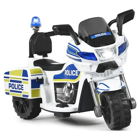 UPC: 7335698011216 | Costway 6V Kids Ride On Police Motorcycle Trike 3-Wheel w/ Headlight and Flashing Siren  White