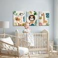 thumbnail image 3 of 3Pcs Framed Safari Animals Canvas Wall Art Prints Picture Boy Girl''s Kids RoomWall Decor for Classroom Shower Theme Decorations Nursery Baby Children''s Room Bedroom Ready to Hang (12"x16"x3), 3 of 6