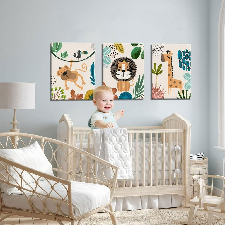 Safari Baby Animal Canvas Wall Art Zoo Nursery Decor Safari Wall
