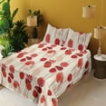 thumbnail image 2 of Ambesonne Tulips Fitted & Flat Sheet with Shams 4 Pcs Set, Simple Blooms Pattern Art, Calking, Dark Coral Eggshell, 2 of 5