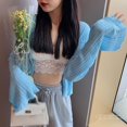 thumbnail image 6 of Summer Anti-UV Shirt Lightweight Breathable Thin Knit Cardigan Fashion Trumpet Sleeve Short Outwear, 6 of 6